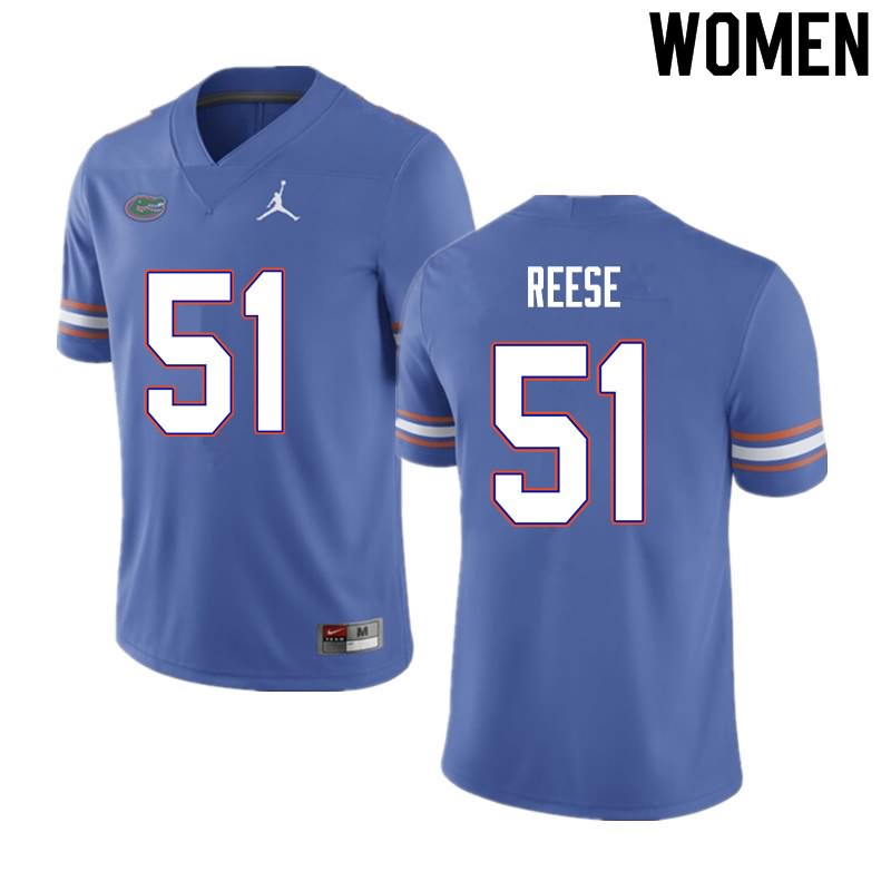 Women's NCAA Florida Gators Stewart Reese #51 Stitched Authentic Nike Blue College Football Jersey KSP4365XD